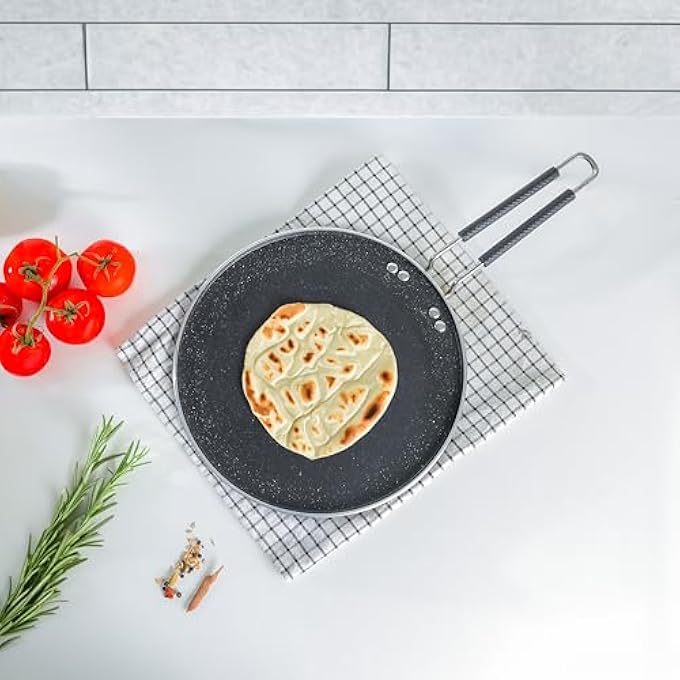 ريحني تاوا ألمنيوم سمارت مع طلاء جرانيت غير لاصق لروتي تشاباتي دوسا بحجم 285 سم أسود - Image 2