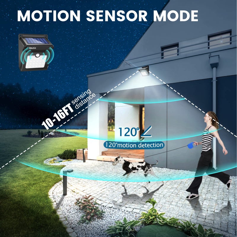 BAXIA TECHNOLOGY Solar Outdoor Lights Wireless Security Motion Sensor Solar Lights Outdoor Waterproof for Front Door,Backyard,Steps,Garage,Garden (400LM,4 Packs) - Image 4