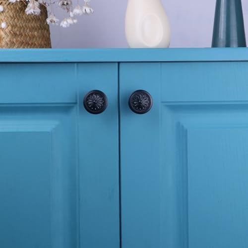 Xlroaafs Kitchen Cabinet Knobs, 10 Pack Matte Black Zinc Alloy, 1-2/5'' Round Handles for Cabinets and Drawers Dresser, Included Screws - Image 5