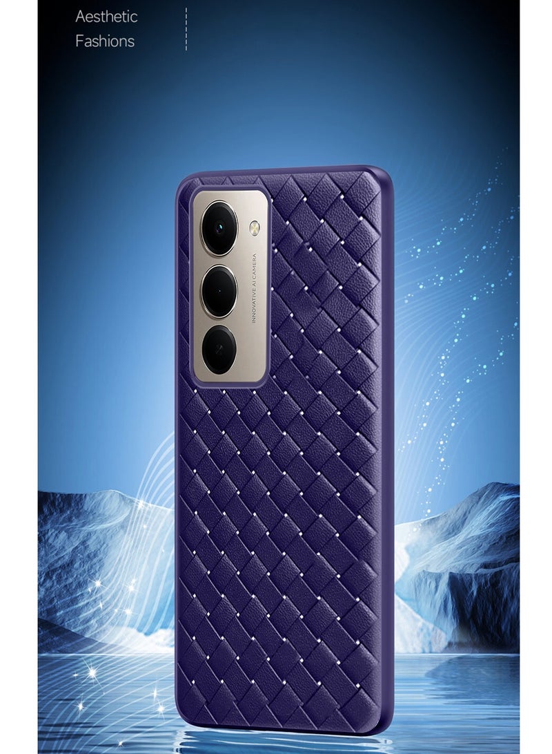 Wtech Xiaomi Redmi 15 5G 2025 Woven With Leather Feel Soft Silicone Back Case Cover (MCCPSN) - Eggplant Purple - Image 2