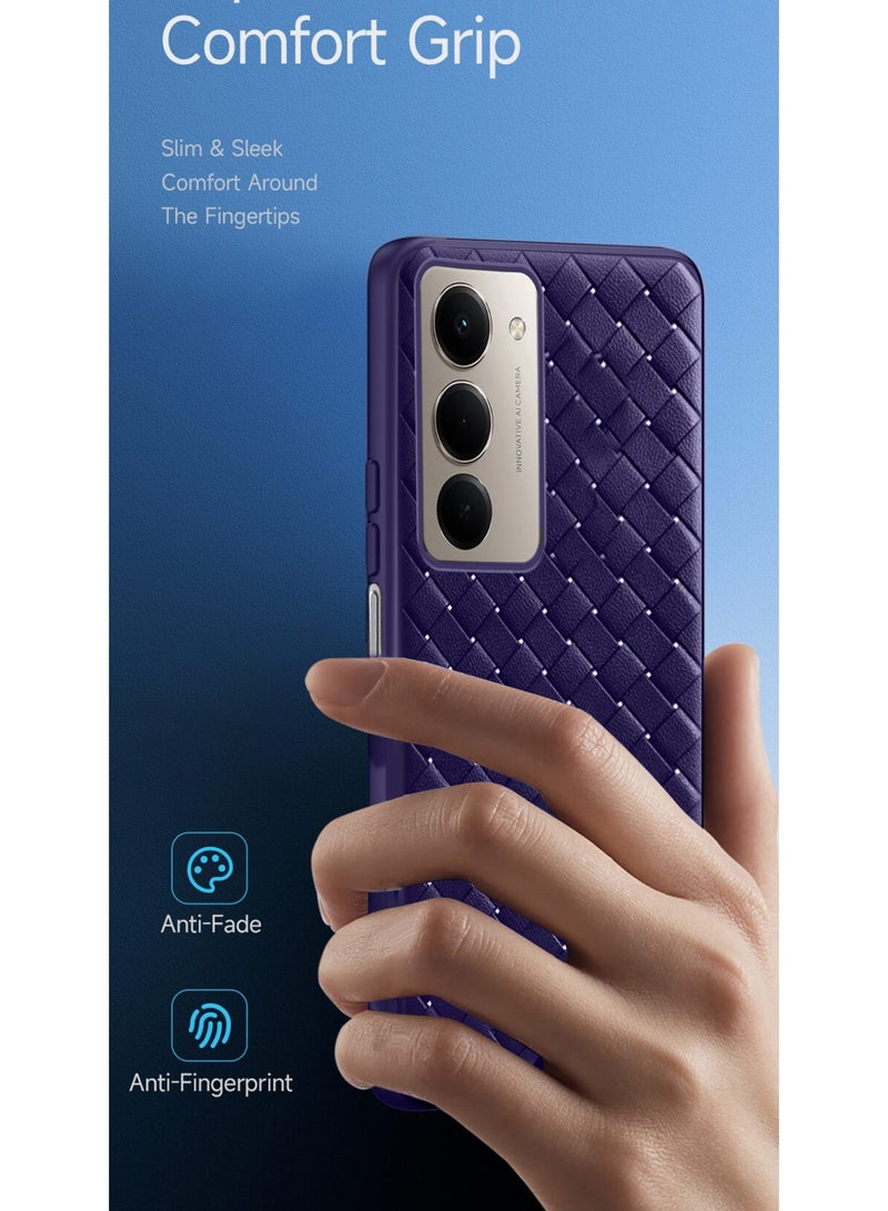Wtech Xiaomi Redmi 15 5G 2025 Woven With Leather Feel Soft Silicone Back Case Cover (MCCPSN) - Eggplant Purple - Image 4