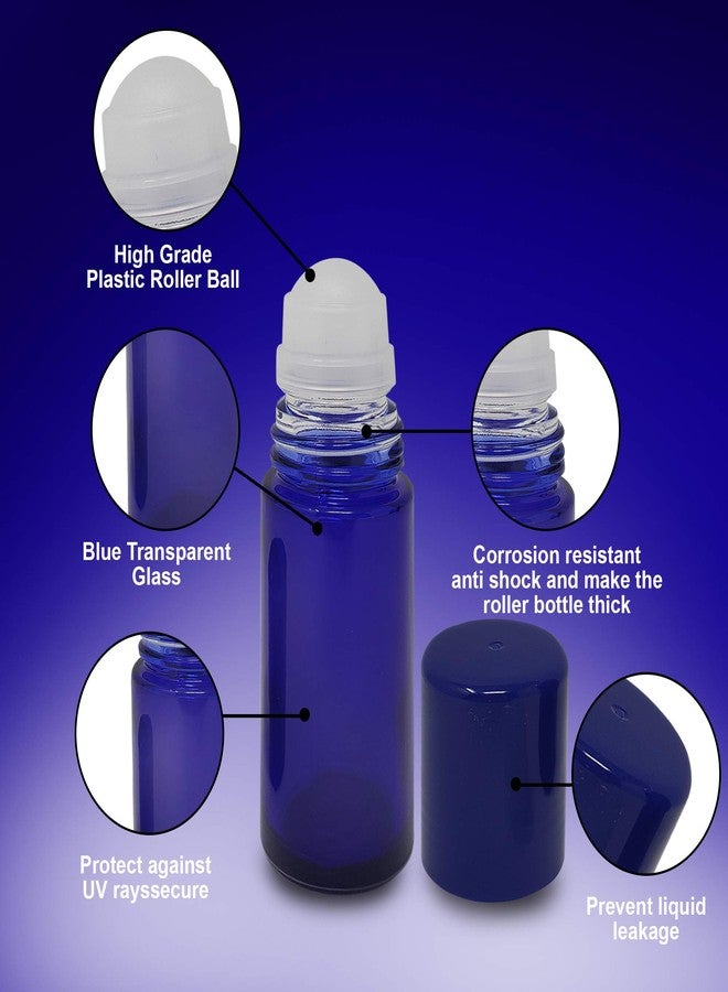Onisavings Roll on Empty Glass Bottles - Refillable & Blue Color & Roll-On Bottles - Amazing Quality Bottles for Light-Sensitive Liquids - Blue Cap, Size 1 Oz (Pack of 04) - Image 2