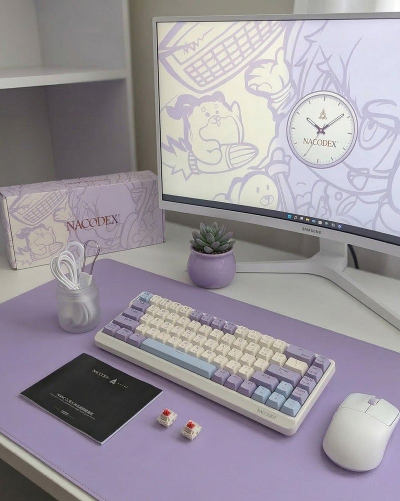 ناكوديكس لوحة مفاتيح الألعاب الميكانيكية NACODEX NK68 V2 - إصدار Purple White Blue - إضاءة RGB مذهلة وتصميم مدمج 65% - Image 4