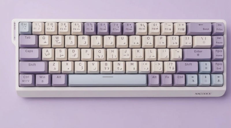 ناكوديكس لوحة مفاتيح الألعاب الميكانيكية NACODEX NK68 V2 - إصدار Purple White Blue - إضاءة RGB مذهلة وتصميم مدمج 65% - Image 3