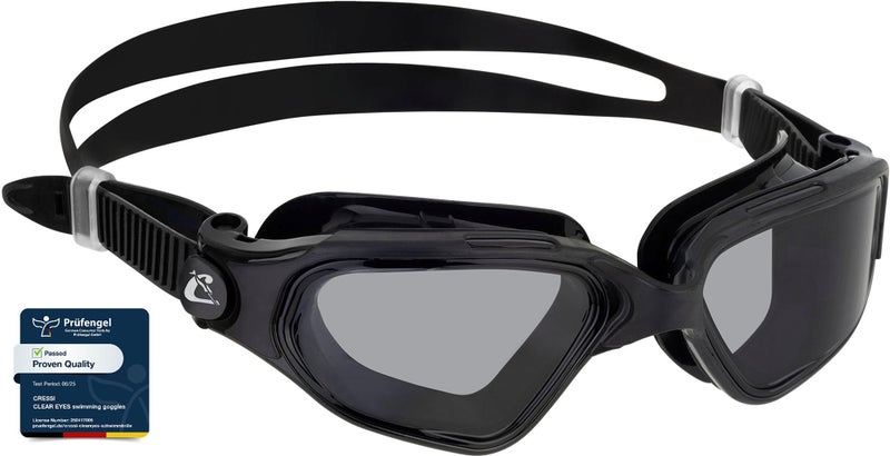 CRESSI Clear Eye Glasses Black/Black Smoked Lens - Unisex Pure Silicone Swimming Goggles with Molecular Anti-Fog Lens Treatment, Black/Black Smoked Lens, One Size - Image 2