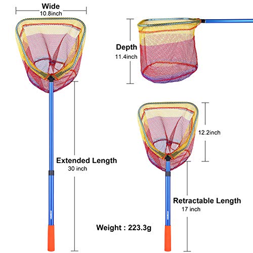 ODDSPRO Kids Fishing Net, Telescoping Bait Net, Minnow Net, Butterfly Net - 11.4" Net Depth, Handle Extends to 30" for Easy Catch and Release (Blue-1pack) - Image 2