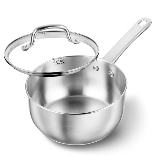 KOCH SYSTEME CS Stainless Steel Saucepan, 3 Quart Saucepan with Lid, Premium Stainless Sauce Pan, Indutcion Sauce Pan with Lid, Stainless Steel Pot 3 QT, Easy to Clean, Oven Safe - Image 1