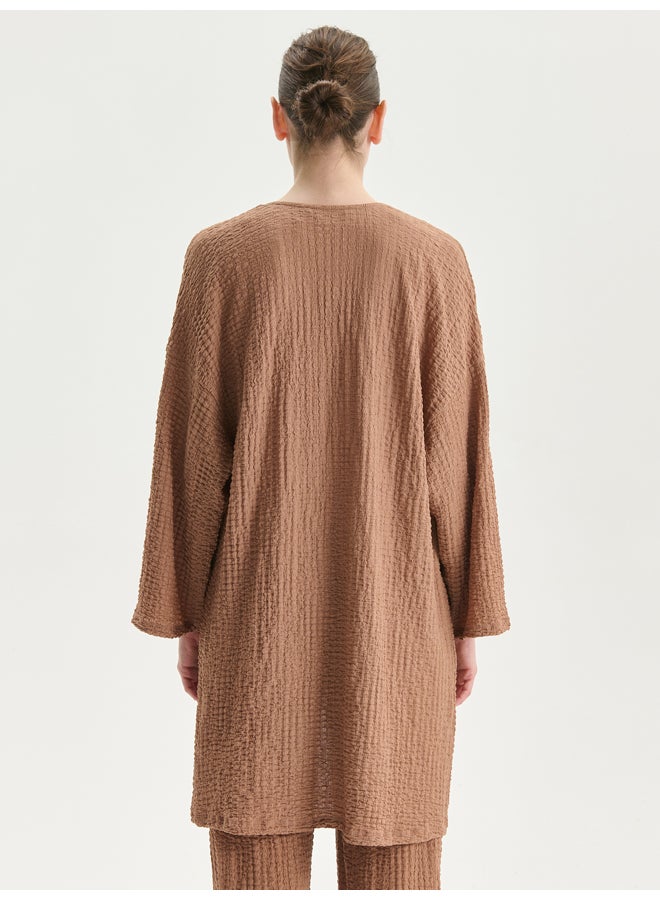 LC WAIKIKI Shawl Collar Textured Oversize Women's Kimono - Image 4