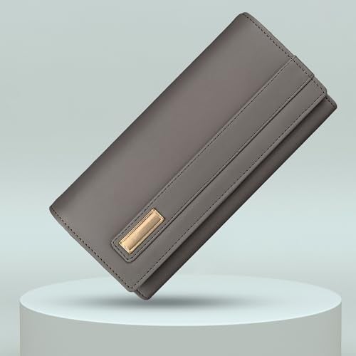 ALSU Women's Hand Wallet Purse Clutch | Phone Pocket | Coin Compartment | Credit Card Slots| Zipper Pocket| Office use| Casual use| Faux Leather (Grey) - Image 2