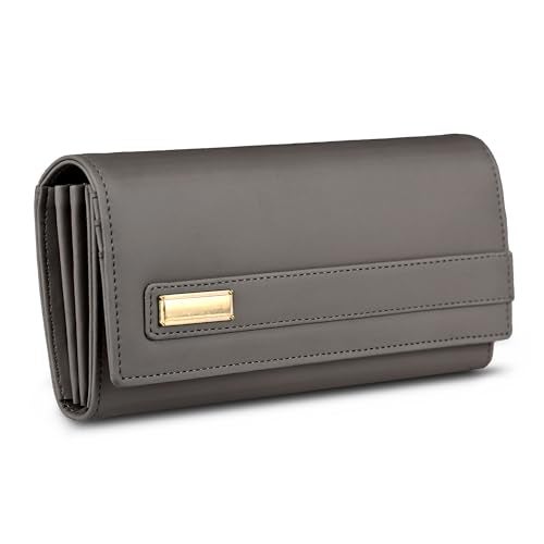 ALSU Women's Hand Wallet Purse Clutch | Phone Pocket | Coin Compartment | Credit Card Slots| Zipper Pocket| Office use| Casual use| Faux Leather (Grey) - Image 1
