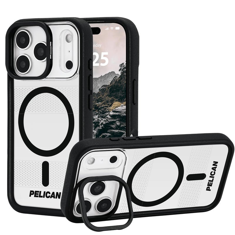 Pelican Protector iPhone 17 Pro Max Case w/Camera Stand [MagSafe Compatible] Rugged Magnetic Phone Case w/ 16ft Military-Grade Drop Protection - Heavy Duty Phone Cover for iPhone 17 Pro Max - Clear - Image 1