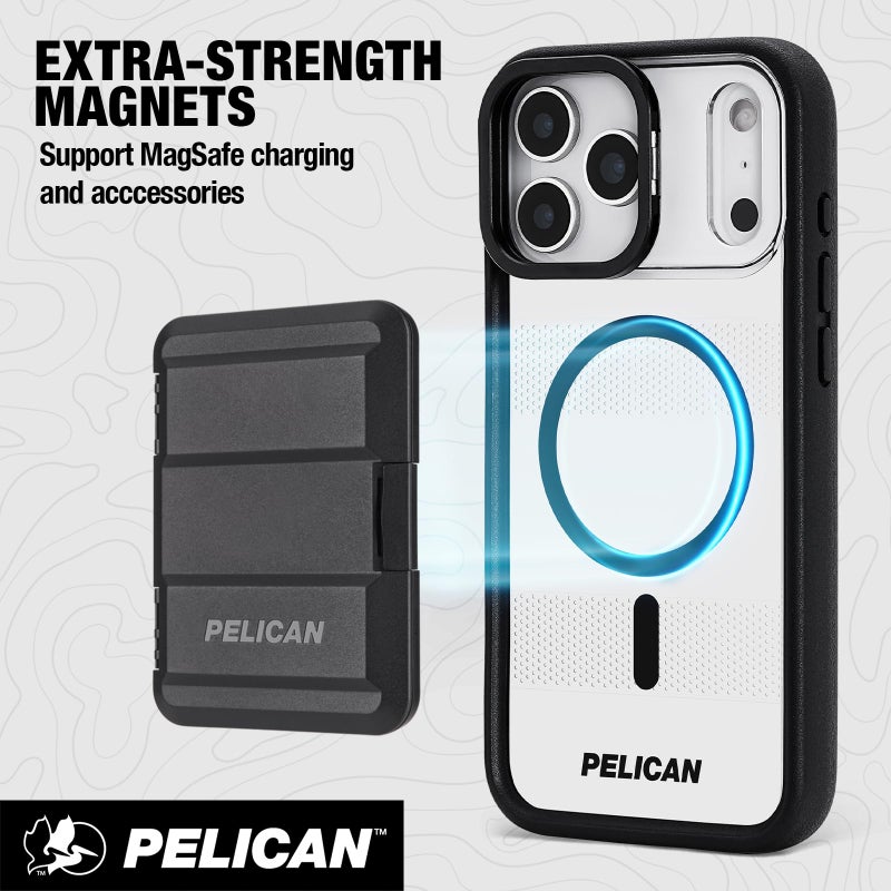 Pelican Protector iPhone 17 Pro Max Case w/Camera Stand [MagSafe Compatible] Rugged Magnetic Phone Case w/ 16ft Military-Grade Drop Protection - Heavy Duty Phone Cover for iPhone 17 Pro Max - Clear - Image 4