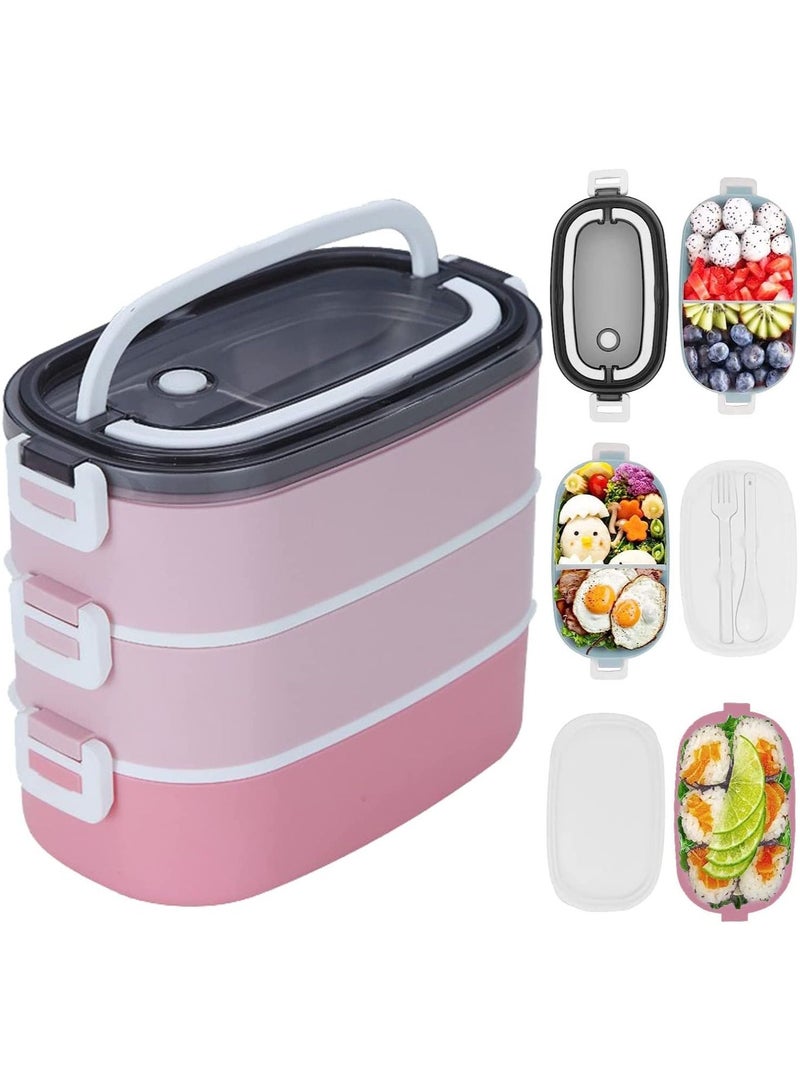 GGEROU Stainless Steel Bento Lunch Box,1900 ml 3 Layer Meal Lunch Container Snack Box With Bag for Kids School and Adults ,Leakproof,BPA Free,Microwave & Freezer Safe Bento Box - Image 1