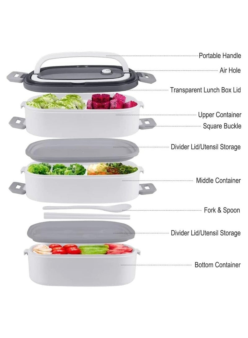 GGEROU Stainless Steel Bento Lunch Box,1900 ml 3 Layer Meal Lunch Container Snack Box With Bag for Kids School and Adults ,Leakproof,BPA Free,Microwave & Freezer Safe Bento Box - Image 4