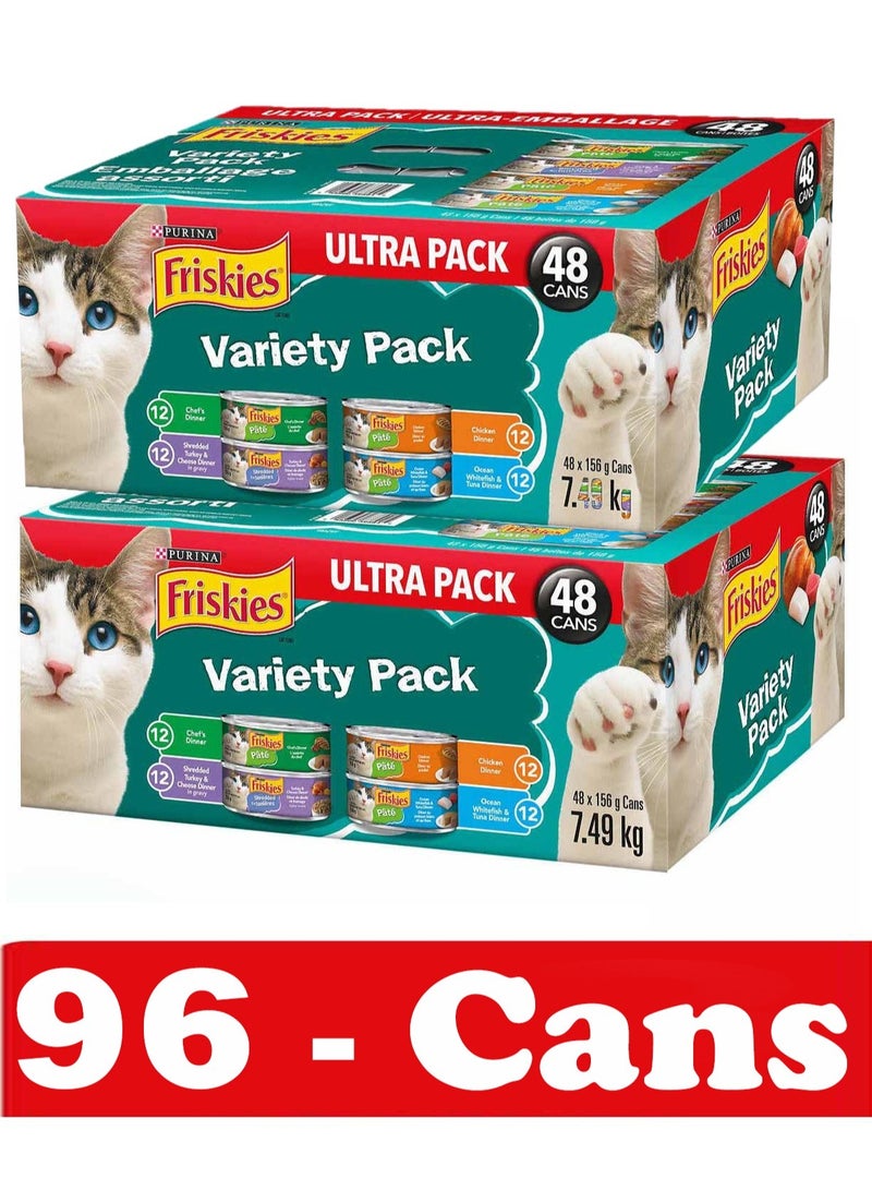 Purina- invalid brand name 96-Cans Friskies Adult Cat Food Variety With Different Flavors - Image 1