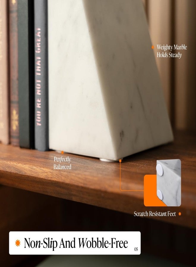 فواصل كتب رخامية للأرفف - فواصل كتب متينة مانعة للانزلاق، فواصل كتب رخامية عصرية مزخرفة للمكتب والمنزل والمطبخ - طقم من قطعتين من توفاس - Image 5