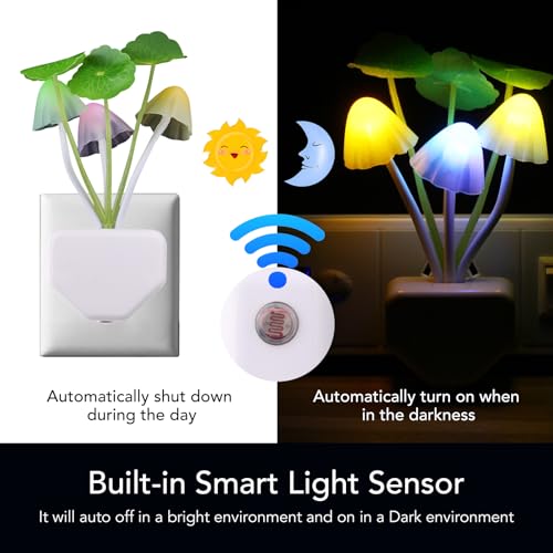 Rienar Sensor Led Night Light, Color Changing Plug-in LED Mushroom Dream Bed Lamp - Image 3