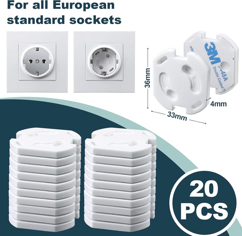 REDTRON Socket Fuse with Twist Mechanism, Pack of 20 Sockets, Child Safety Sockets, Socket Fuses for Babies and Children, Socket Protection, White - Image 5