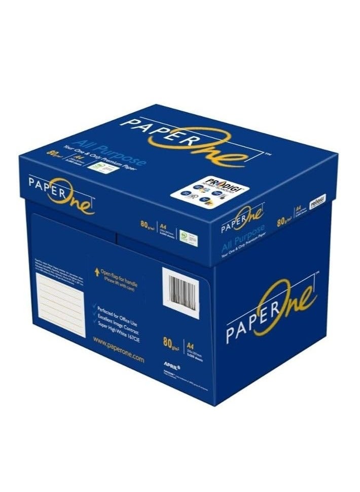 All Purpose A4 Paper – 210 x 297mm, 80g/m², 5 Reams x 500 Sheets (2500 Sheets Total) | Premium High-White Paper for Office, Home, and Professional Printing.