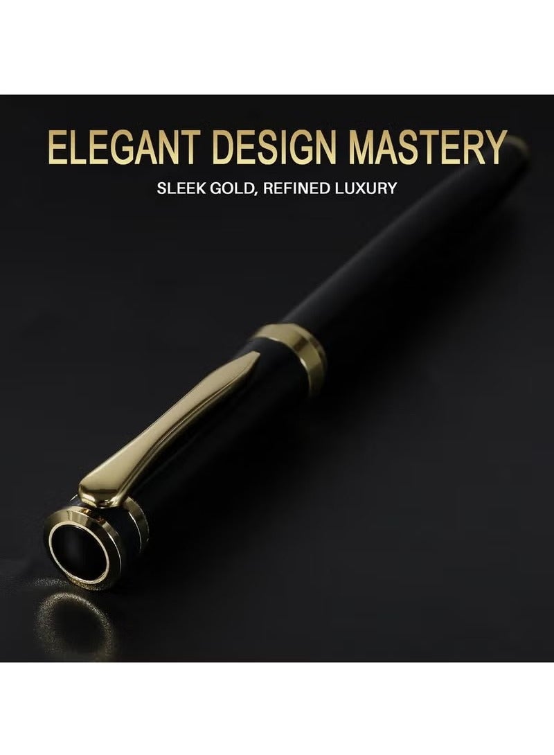 Generic Fountain Pen - Luxury Gold Black Finish, Fine Nib, Smooth Writing, Complete Set with Ink Cartridges & Converter & Pen Sleeve, Perfect for Professional, Office, Journaling Use, Ideal Gift, Black(0.5mm )  - Image 4