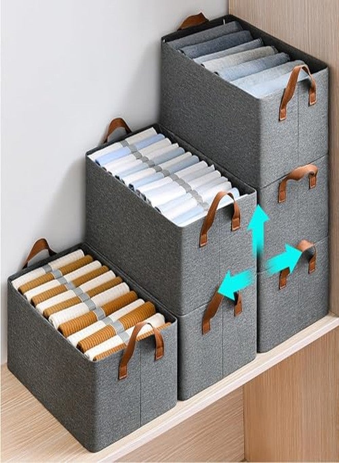 ELRINZA Foldable Cloth Basket with Metal Frame and Handles, Clothes Organizer for Wardrobe, Clothing Storage Solutions, Wardrobe Organizer for Clothes, Toys, Books, Shelves (Grey) (Pack of 1) - Image 5