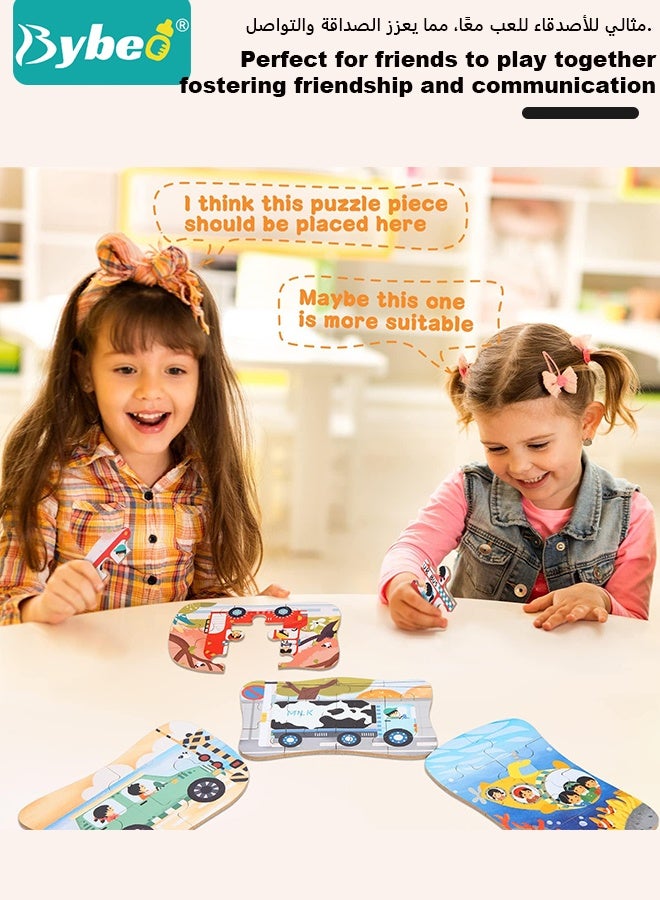 Bybeo 5 Pack Wooden Puzzle Toy, Kids Jigsaw Puzzle with Storage Box, Toddler Early Educational Toy, Transport Learning Puzzle Game for Boys and Girls Ages 3~6 - Image 5