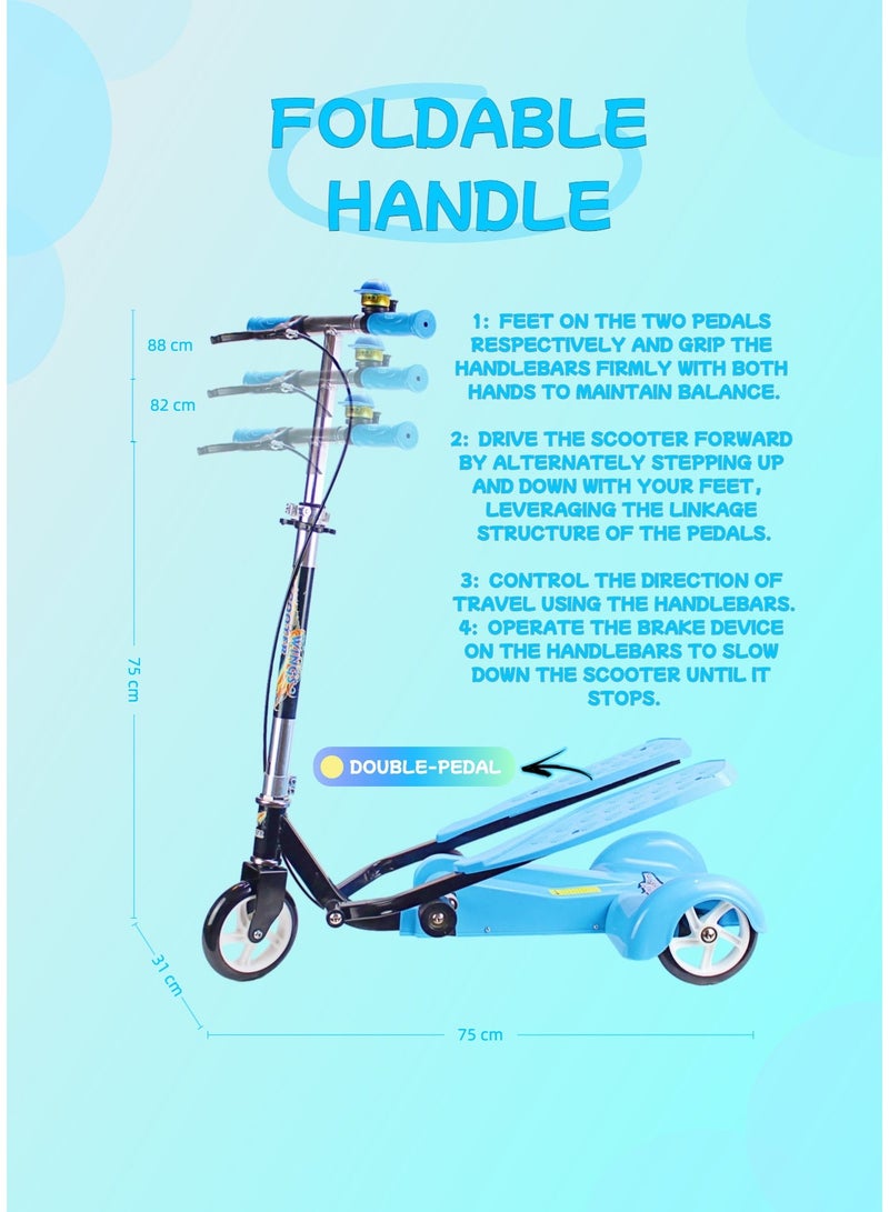 EASY FUTURE  For Boys & Girls Kick Scooter Kids 3-Wheel Smart Dual Pedal with Adjustable & Foldable Handlebar Including Protective Gear Set - Image 2