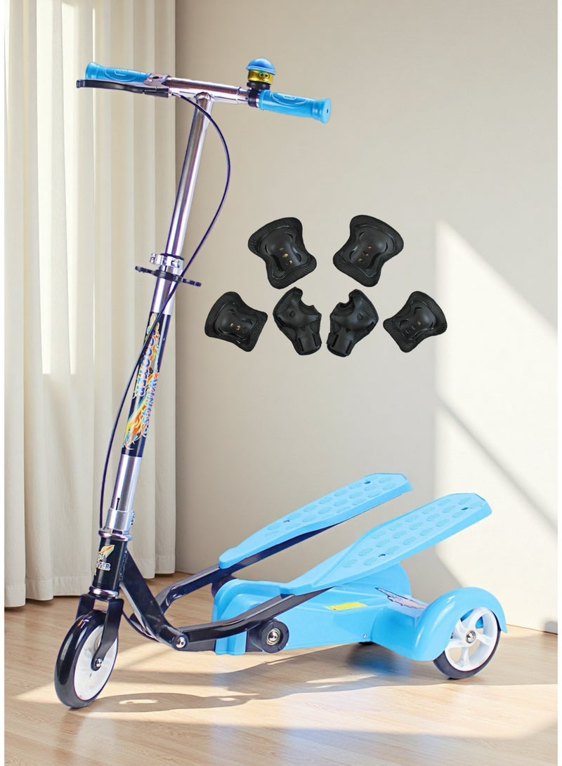 EASY FUTURE  For Boys & Girls Kick Scooter Kids 3-Wheel Smart Dual Pedal with Adjustable & Foldable Handlebar Including Protective Gear Set - Image 1