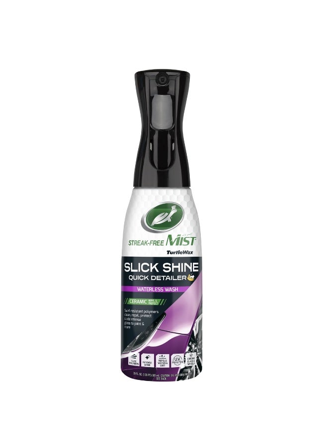 Turtle Wax Slick Shine Quick Mist Detailer 591ml Waterless Wash Ceramic Infused Exterior Cleaner for Car Paint Glass Plastic Chrome Rubber Trim Streak Free Shine Dust Dirt Removal Quick Detail Spray for Cars SUVs Motorcycles Auto Care - Image 1