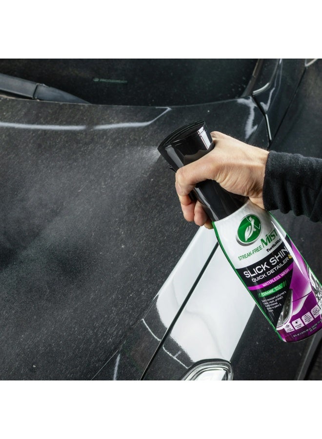 Turtle Wax Slick Shine Quick Mist Detailer 591ml Waterless Wash Ceramic Infused Exterior Cleaner for Car Paint Glass Plastic Chrome Rubber Trim Streak Free Shine Dust Dirt Removal Quick Detail Spray for Cars SUVs Motorcycles Auto Care - Image 3