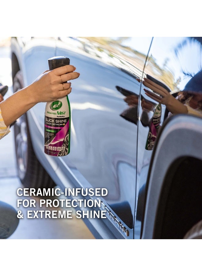 Turtle Wax Slick Shine Quick Mist Detailer 591ml Waterless Wash Ceramic Infused Exterior Cleaner for Car Paint Glass Plastic Chrome Rubber Trim Streak Free Shine Dust Dirt Removal Quick Detail Spray for Cars SUVs Motorcycles Auto Care - Image 4