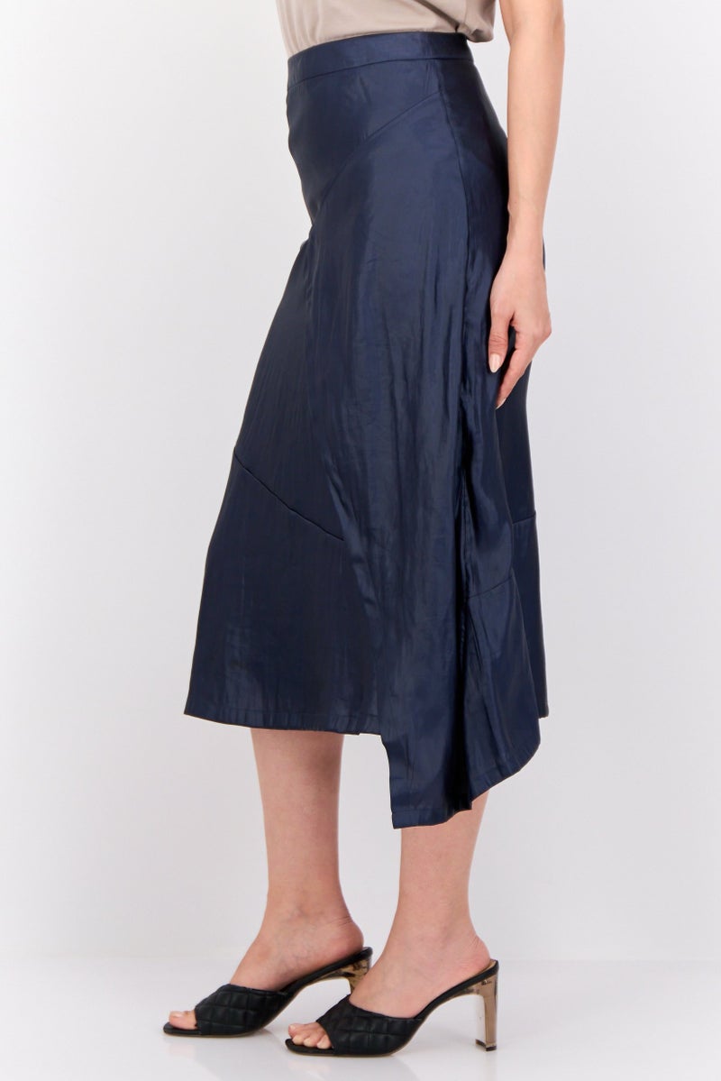 ESPRIT Women Metallic Midi Skirt, Navy - Image 4