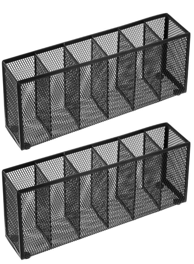 mekueeex 2 Pcs Mesh Desk Organizer Metal Mesh Pen Holder Desktop Stationery Pencil Caddy Organizer Basket - Image 1