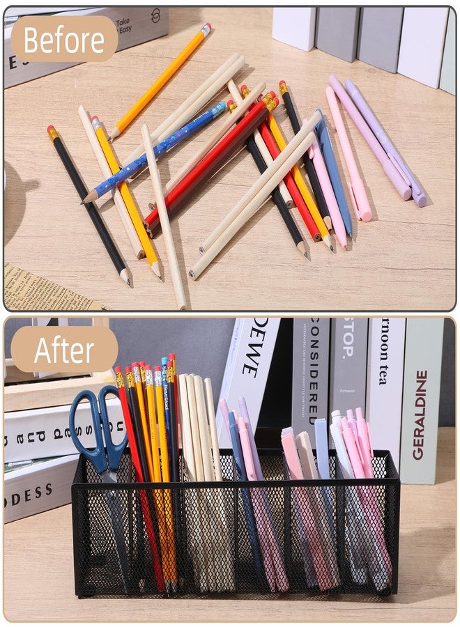 mekueeex 2 Pcs Mesh Desk Organizer Metal Mesh Pen Holder Desktop Stationery Pencil Caddy Organizer Basket - Image 3