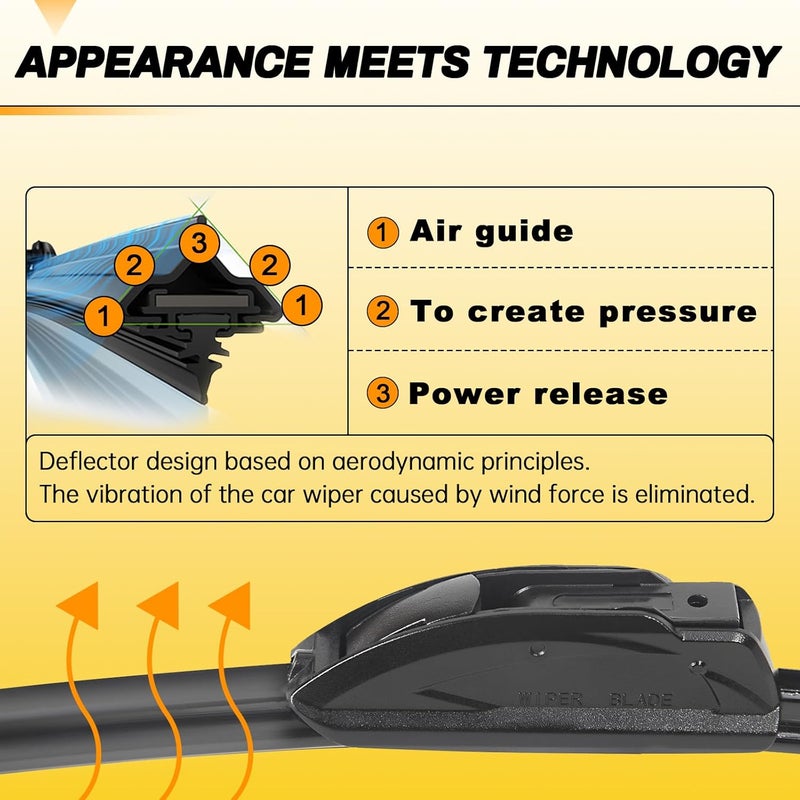 AUTOBOO 21" and 21" Windshield Wipers Blades (Pack Of 2),OEM Quality Premium All-Seasons Wiper blades,Stable and Quiet Armor wiper blades - Image 4