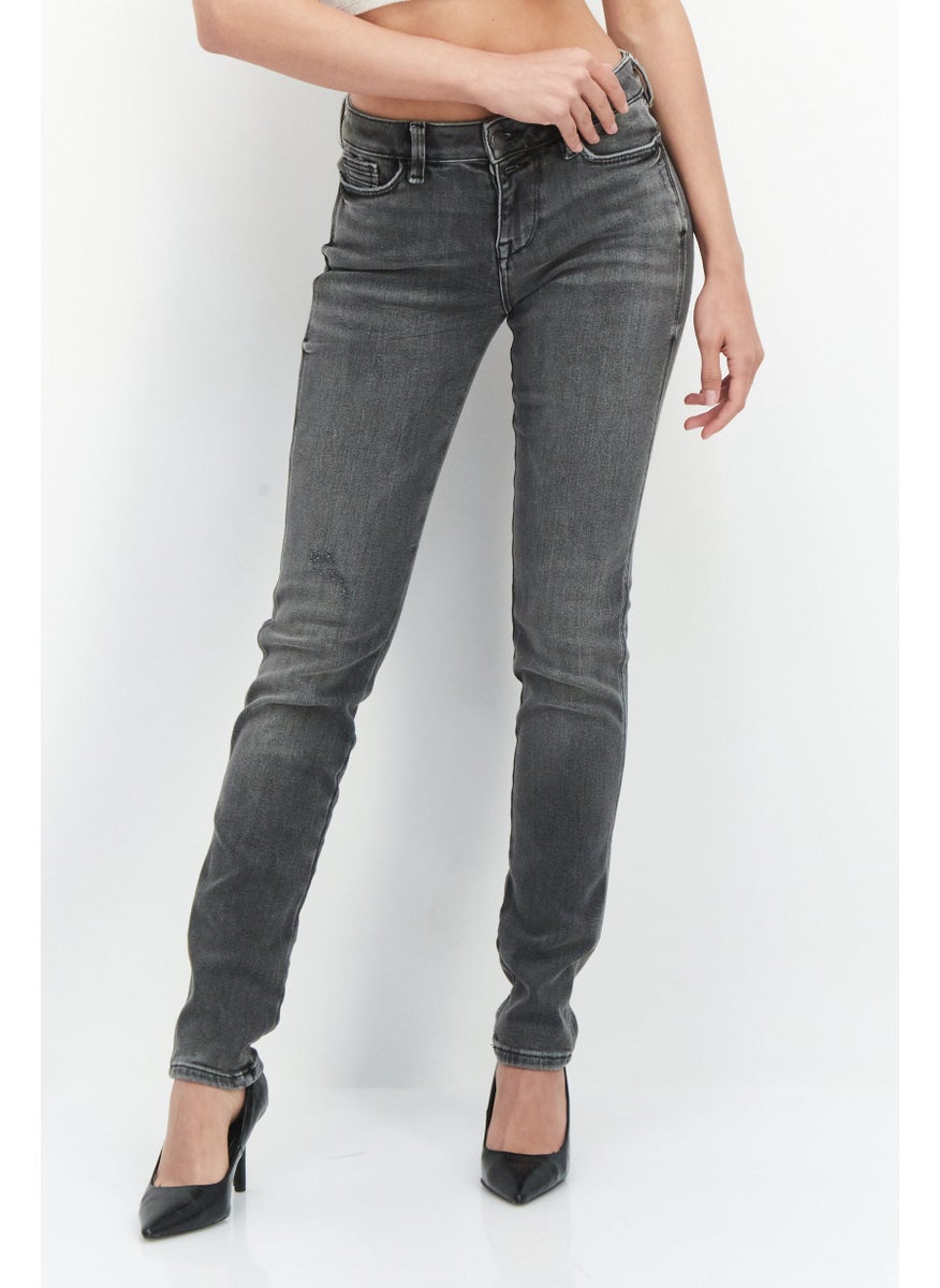 EDC Women Slim Fit Denim Pants, Dark Grey  - Image 1