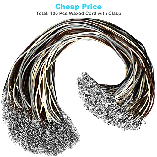 DHOOZ 100 Pcs Leather Necklace Cord with Clasps, Rope Necklace String, 5 Colors Necklace Cords for Pendants, 19.7" Premium Necklace Chains for Jewelry Making Supplies, 2mm Waxed Necklace Bracelet Cord DHOOZ - Image 2