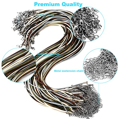 DHOOZ 100 Pcs Leather Necklace Cord with Clasps, Rope Necklace String, 5 Colors Necklace Cords for Pendants, 19.7" Premium Necklace Chains for Jewelry Making Supplies, 2mm Waxed Necklace Bracelet Cord DHOOZ - Image 4