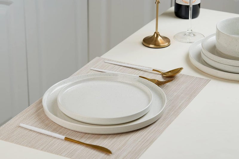 famiware Nebula 6 Pieces Salad Plates Set - 8 Inch Scratch Resistant Stoneware Dinnerware in White - Image 5