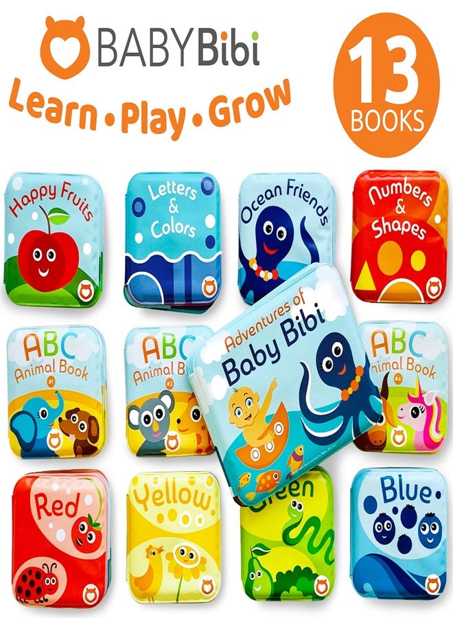 BabyBibi Baby Bath Books Mega Set (Pack of 13 Books) - Educational Waterproof Baby Bathtime Plastic Books for Bath Tub with Animals, Colors, Numbers and ABC Letters - Learning Toy Books for Babies and Toddlers - Image 2