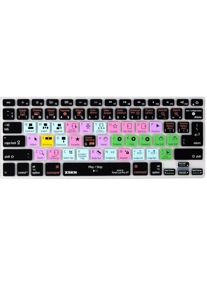 XSKN Final Cut Pro X Keyboard Cover Silicone Skin Protector for Macbook Pro 13 15 17 Inch (US/European ISO Keyboard) - Image 1