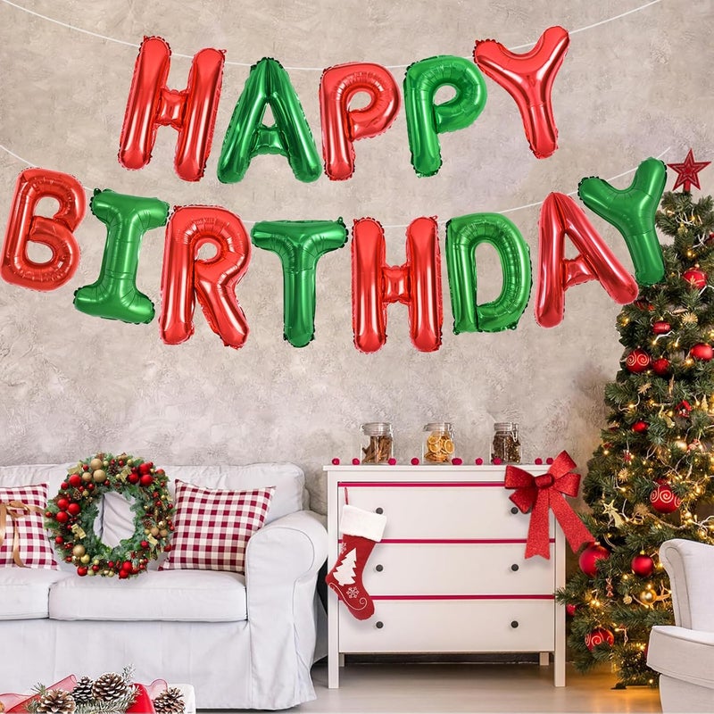 تونيفول لافتة بالونات عيد ميلاد سعيد باللونين الأحمر والأخضر من تونيفول، 16 بوصة، لافتة عيد ميلاد مايلار فويل لديكورات عيد ميلاد الفتيات والفتيان والأطفال والكبار وحفلات الكريسماس ورأس السنة الجديدة - Image 5