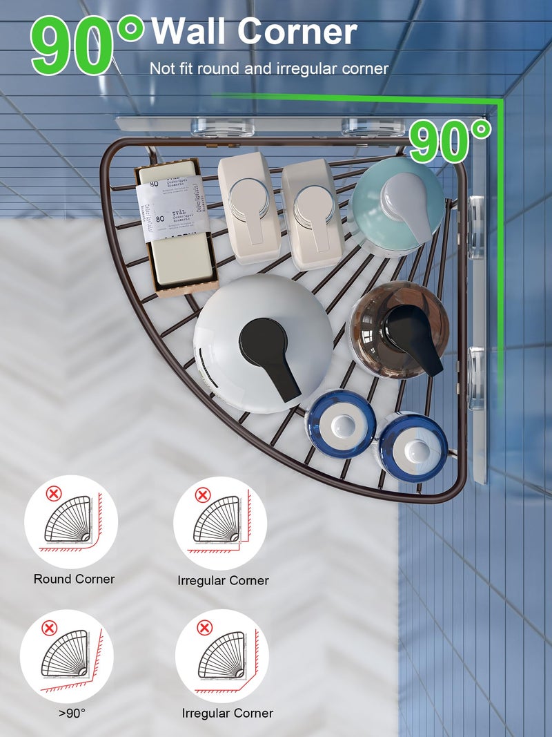 iSTAR Stainless Steel Wall Mounted Triangle Corner Shelves | Rustproof Self Adhesive Shower Caddy | Multiprupose Toiletries Cosmetics Storage Organizer for Bathroom, Kitchen, Hotel (Bronze, Pack of 2) - Image 4