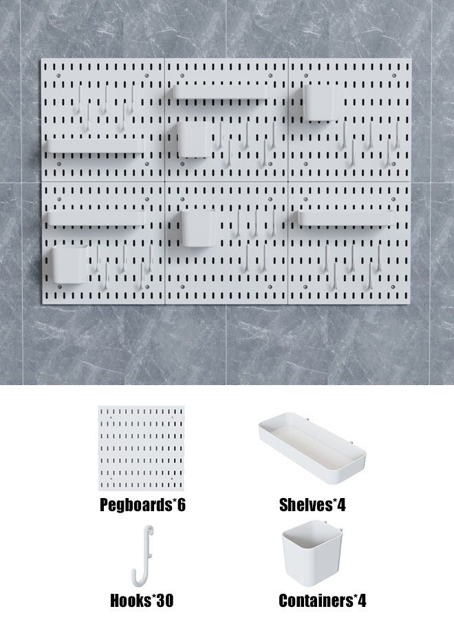 CozyNest Pegboard Wall Organizer Kit, Wall Shelf Storage Display Rack, 6 Pack Modular Hanging for Wall Organizer,Hanging Pegboard DIY Decoration for Home & Office,Wall Organizer for Home Office, White - Image 1