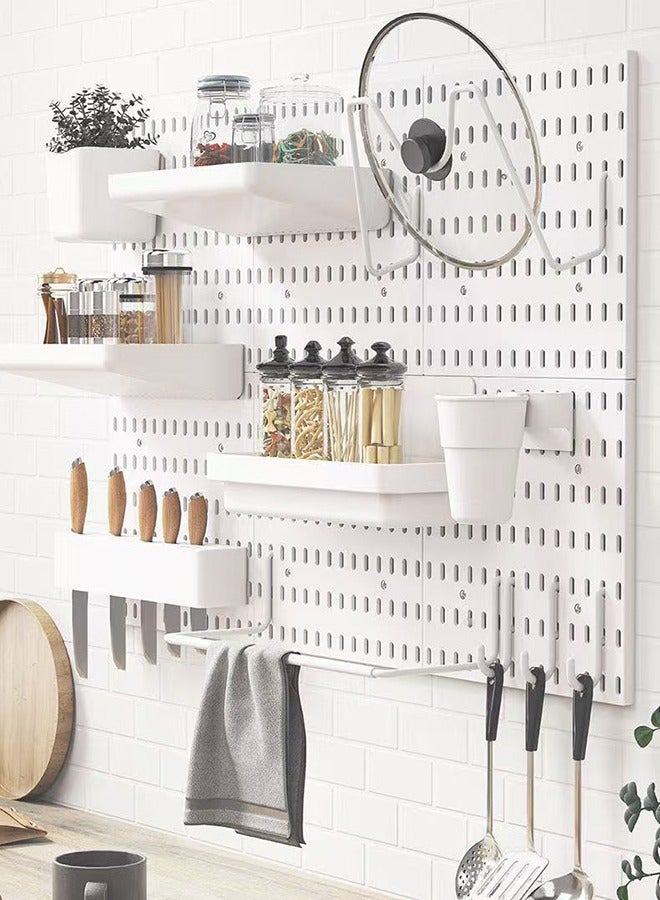 CozyNest Pegboard Wall Organizer Kit, Wall Shelf Storage Display Rack, 6 Pack Modular Hanging for Wall Organizer,Hanging Pegboard DIY Decoration for Home & Office,Wall Organizer for Home Office, White - Image 2