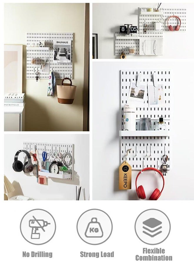 CozyNest Pegboard Wall Organizer Kit, Wall Shelf Storage Display Rack, 6 Pack Modular Hanging for Wall Organizer,Hanging Pegboard DIY Decoration for Home & Office,Wall Organizer for Home Office, White - Image 3