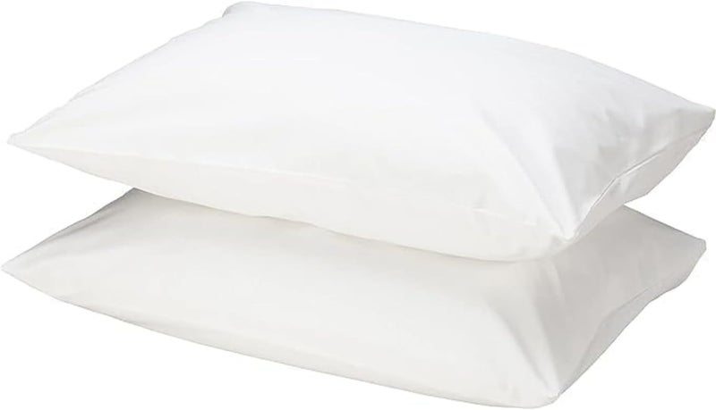 MIRFA 2piece Cotton White Pillowcases King Size White 100% Cotton- 144 Thread Count Pure Cotton Pillow Cases- 50x75cm Pillow Cover- Luxury Sateen Weave- Cotton Pillow Covers Hotel Bed Linens (White) - Image 1