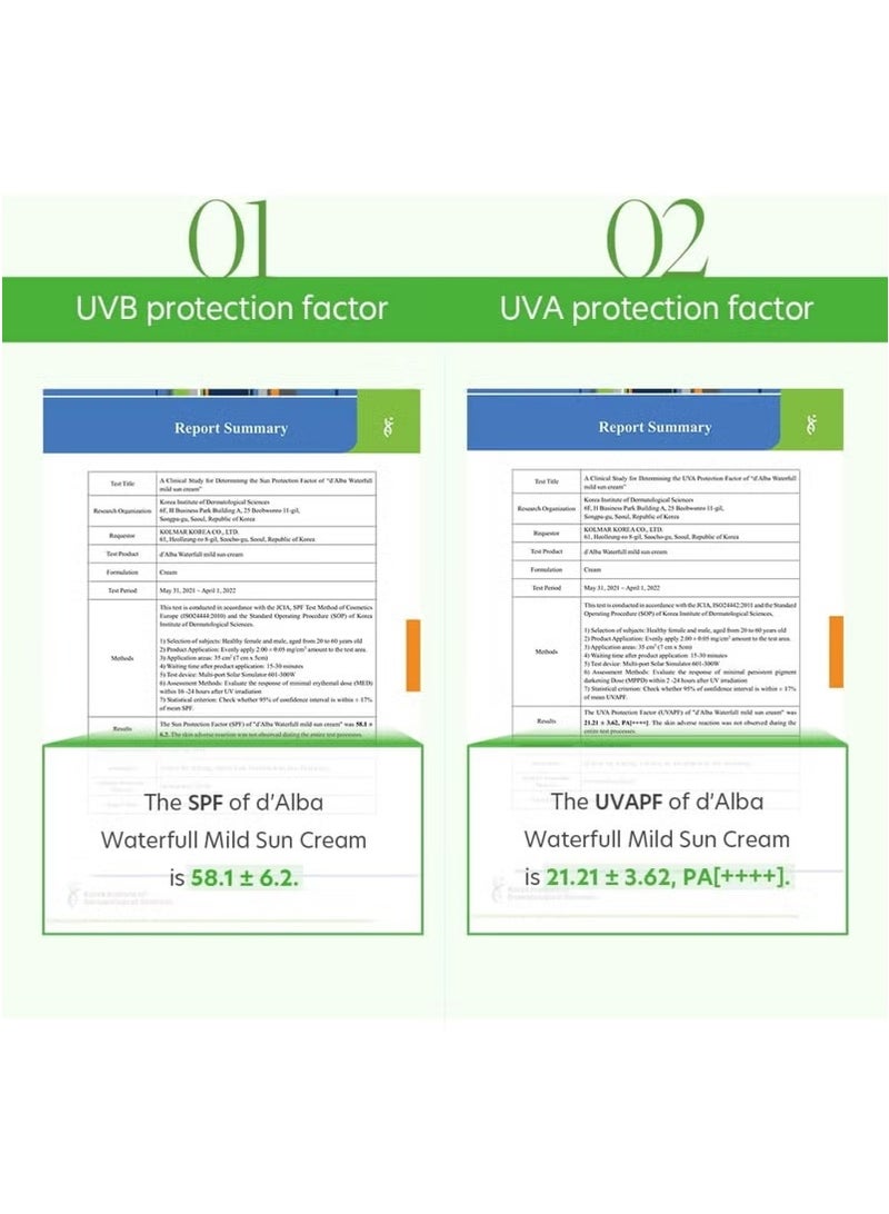 d'Alba White Truffle Waterfull Mild Sunscreen, Vegan, Mineral Sunscreen, SPF 50+ PA++++, Non-Nano Sunscreen Suitable for Sensitive Skin, Gentle & Light Finish, Korean Skincare - Image 5