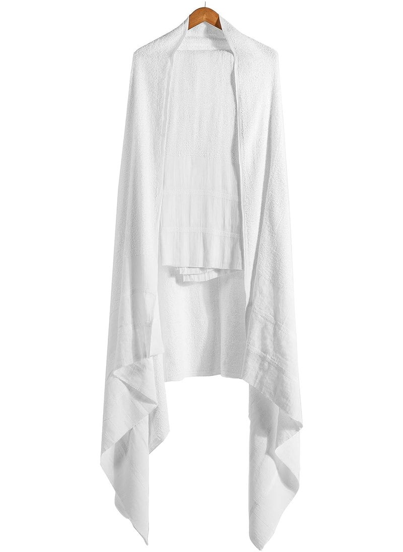 REBENUO Ihram clothing for men for Hajj and Umrah - 2 white towels - 100% natural healthy combed cotton towels, weight 1000 grams  - Image 5