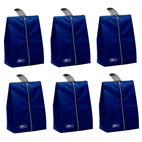 Lify Shoe Storage Organizer Bags Set, Water-Resistant Nylon Fabric with Sturdy Zipper for Traveling (6 Pack) (Navy Blue- 6Pcs) - Image 1